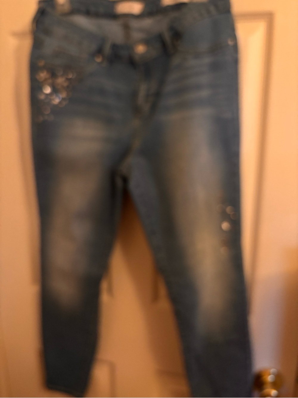 Jessica Simpson Dark Blue Skinny Jeans with Embellished Accents